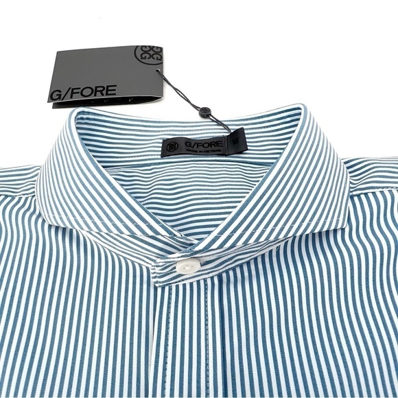 G/Fore Striped Button Down Slim Fit Shirt Men’s Medium Blue & White New NWT - Picture 3 of 10
